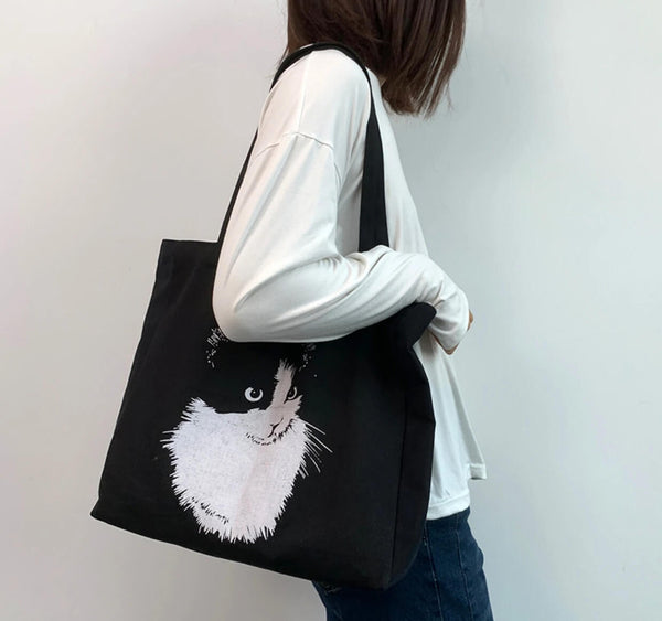 Load image into Gallery viewer, Cat Face Canvas Bag
