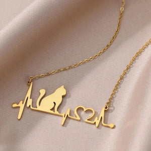 Beating Heart Cat Necklace