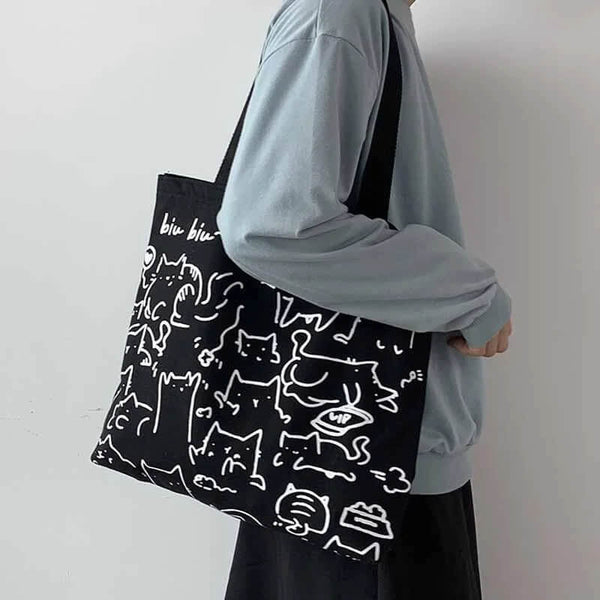 Load image into Gallery viewer, Cat Scribbles Tote Bag
