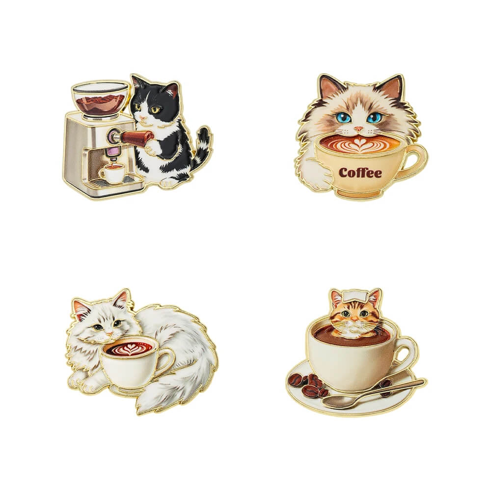 Coffee Cat Pin Set