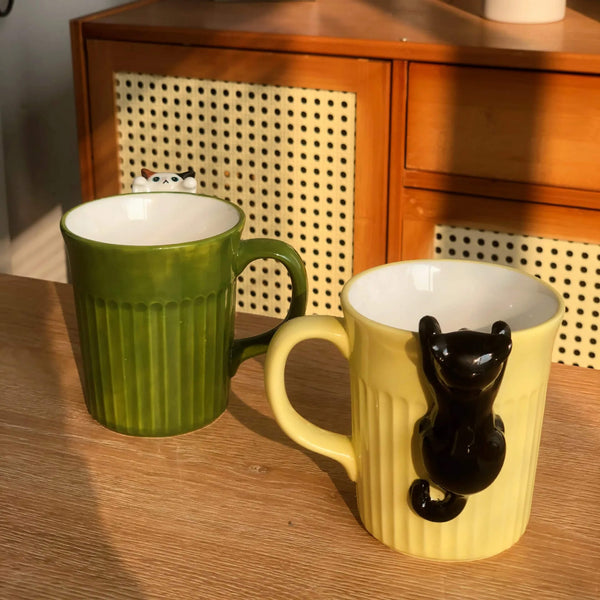 Load image into Gallery viewer, Peeking Cat Mug Set
