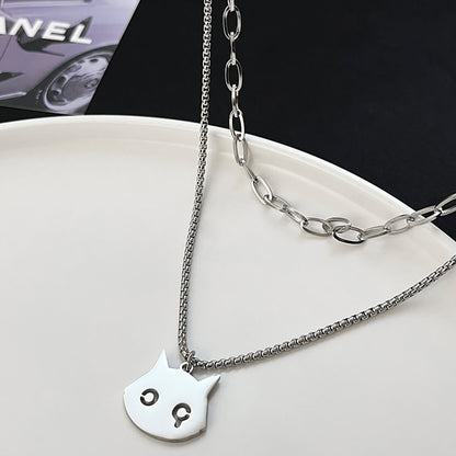 Devil Cat Necklace (2 layered chains)