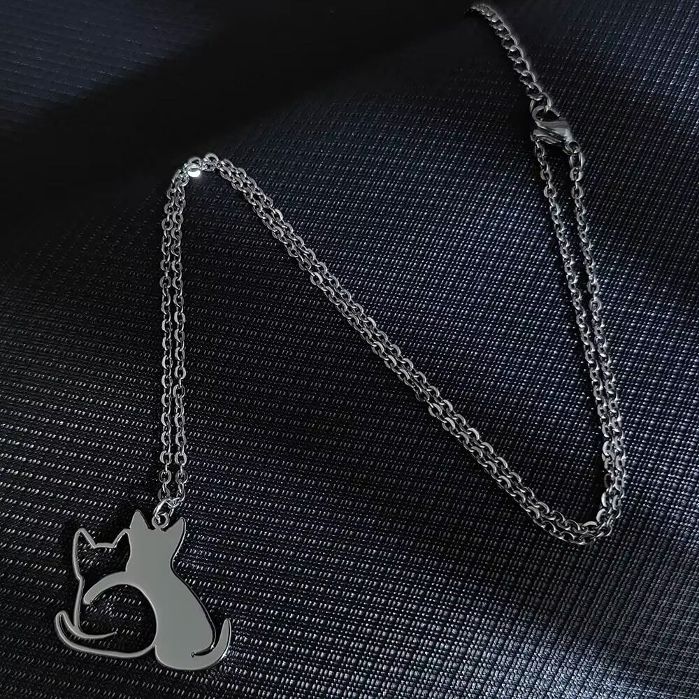 Hugging Cuddled Cats Necklace