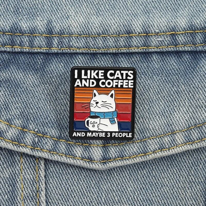 "I Like Cats and Coffee" Pin