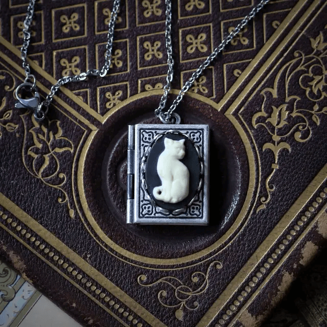 The Mysterious Cat Book Necklace