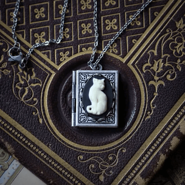 Load image into Gallery viewer, The Mysterious Cat Book Necklace
