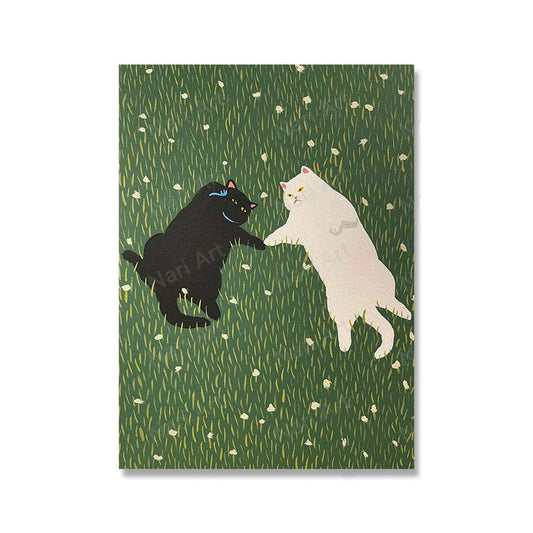 Cats on Grass Wall Art