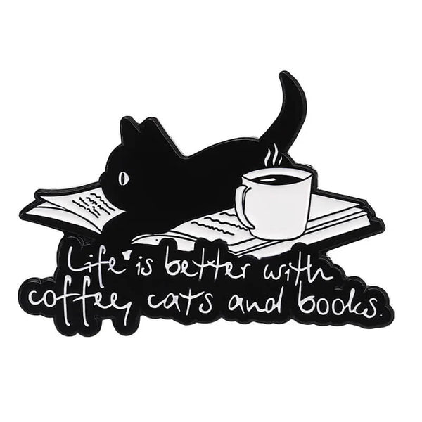 Load image into Gallery viewer, &quot;Coffee, Cats &amp; Books&quot; Pin
