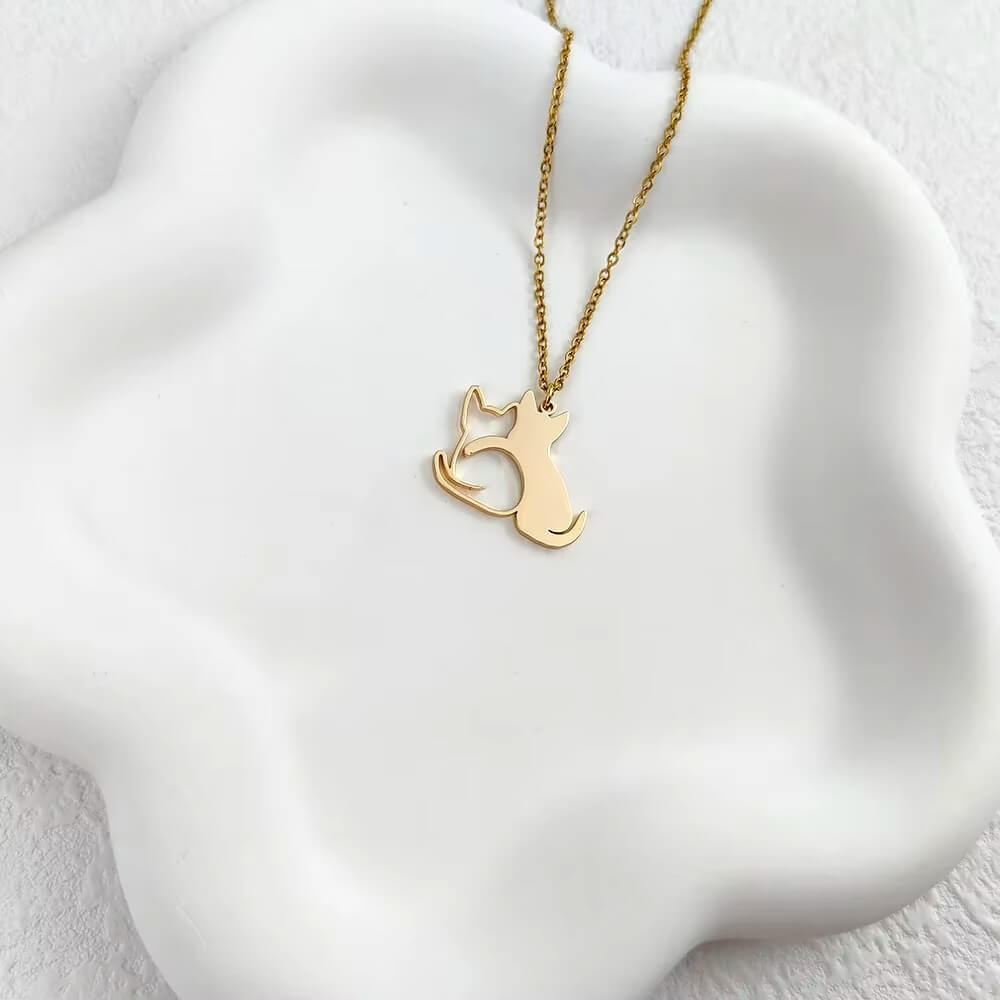Hugging Cuddled Cats Necklace