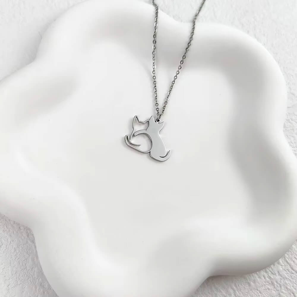 Hugging Cuddled Cats Necklace