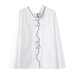 Cat Embroidered Blouse