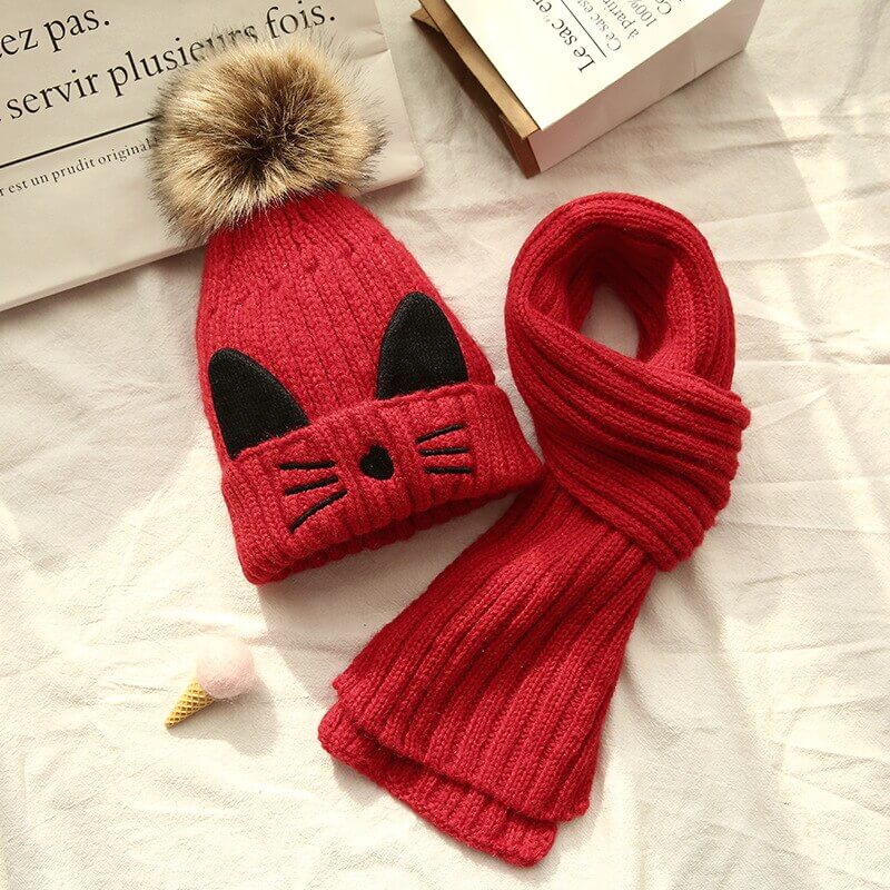 Cat Winter Hat Set