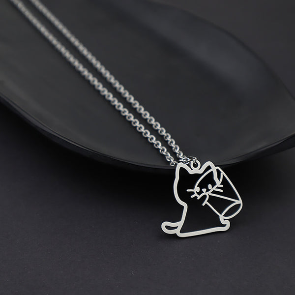 Load image into Gallery viewer, Drinking Cat Necklace

