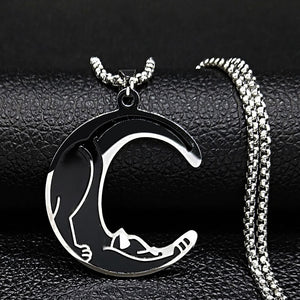 Crescent Moon Cat Necklace