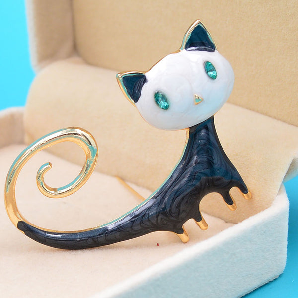 Load image into Gallery viewer, Long Tail Cat Brooch
