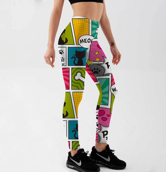 Load image into Gallery viewer, Comic Cat Leggings
