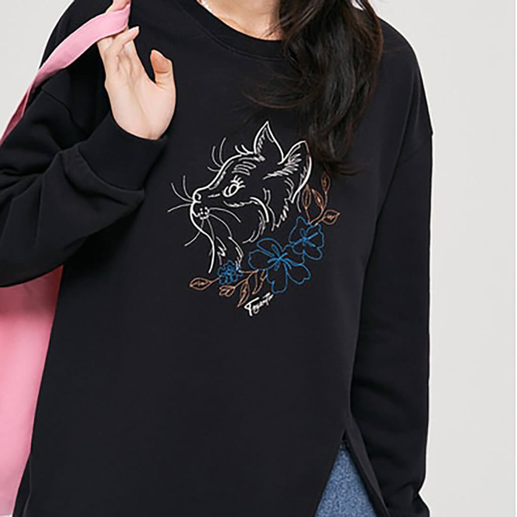 Beautiful Cat Embroidery Sweatshirt
