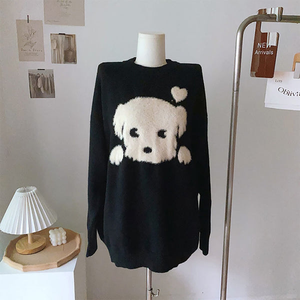 Load image into Gallery viewer, Cute Dog Black Pullover
