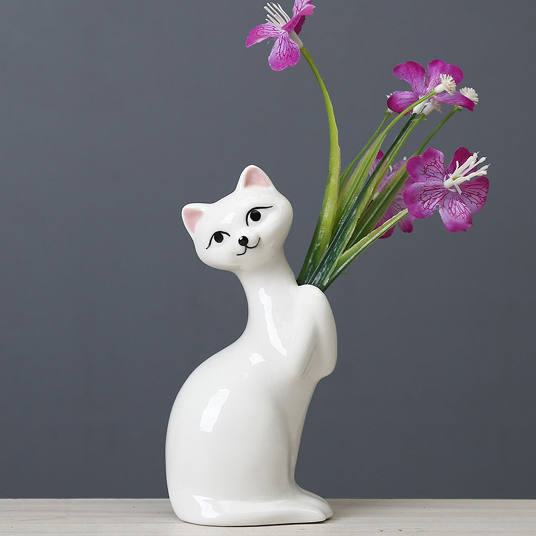 Cat Holding Flower Pot