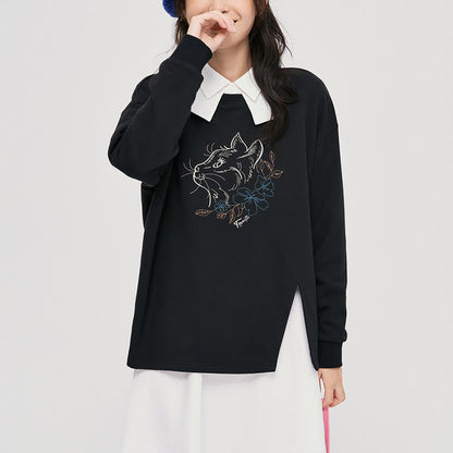 Beautiful Cat Embroidery Sweatshirt