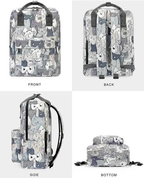 Load image into Gallery viewer, Monotone Artistic Cat Backpack
