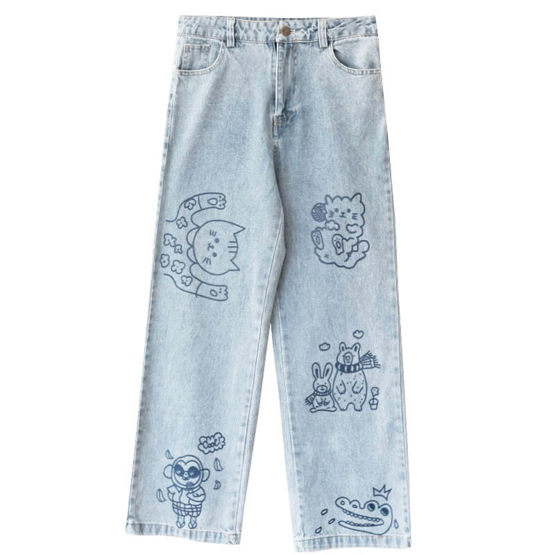 Cute Cat Animal Jeans