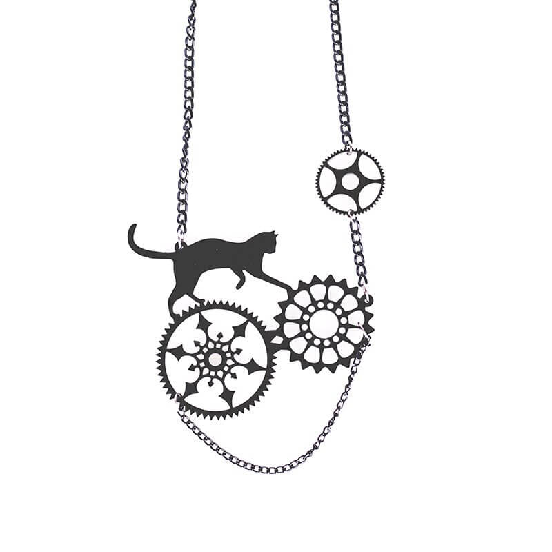 Cat Gear Necklace/Earrings