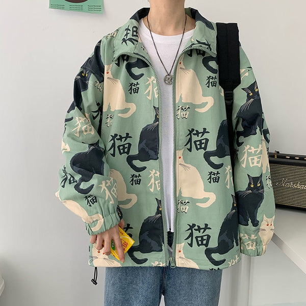 Load image into Gallery viewer, Japanese Style Cat Windbreaker
