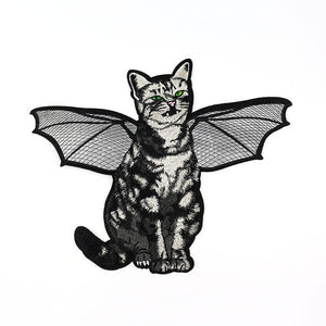 Bat Cat Embroidered Patch