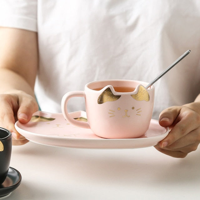 Cute Cat Mug With Tray