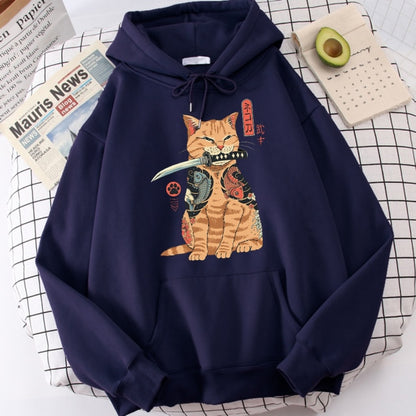 Cat Samurai Sword Hoodie