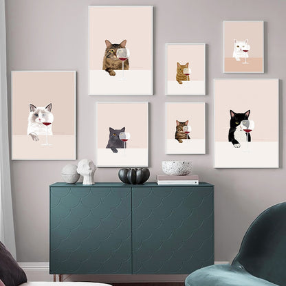 Wine Cat Wall Art