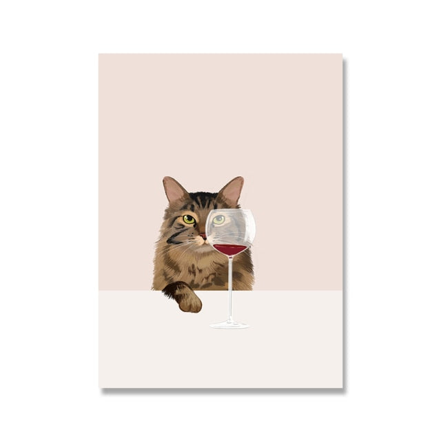 Wine Cat Wall Art