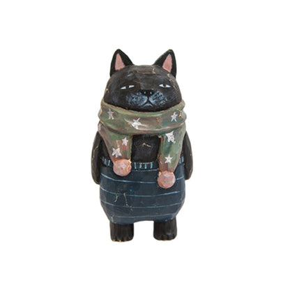 Festive Cat Wood Decor