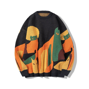 Abstract Cat Pullover
