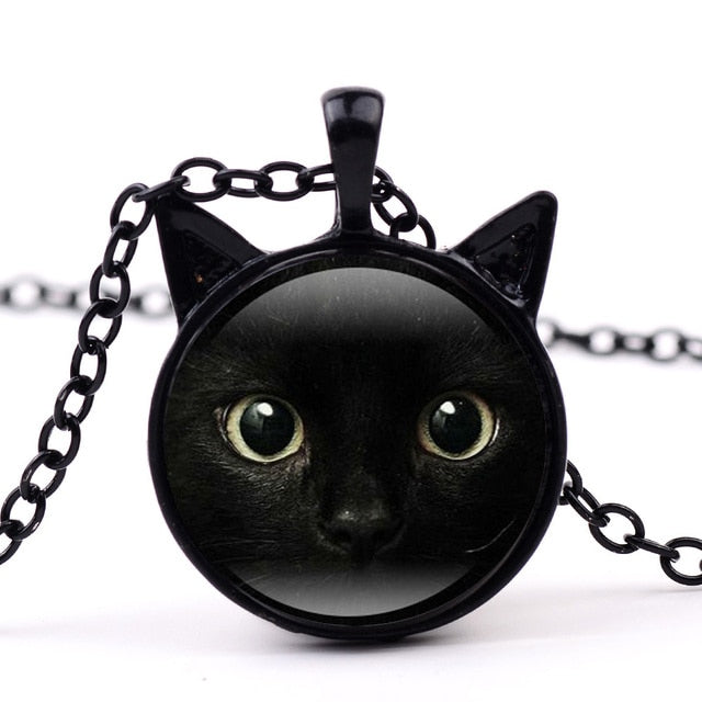 Black Cat Face Necklace