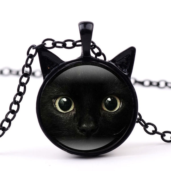 Load image into Gallery viewer, Black Cat Face Necklace
