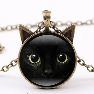 Black Cat Face Necklace