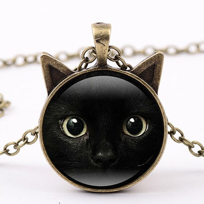 Load image into Gallery viewer, Black Cat Face Necklace
