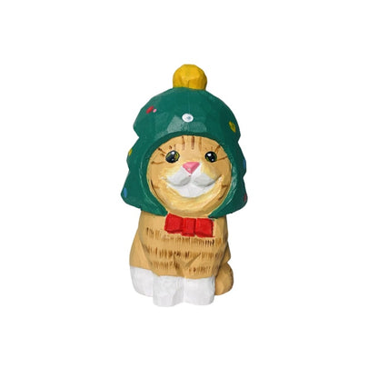 Festive Cat Wood Decor