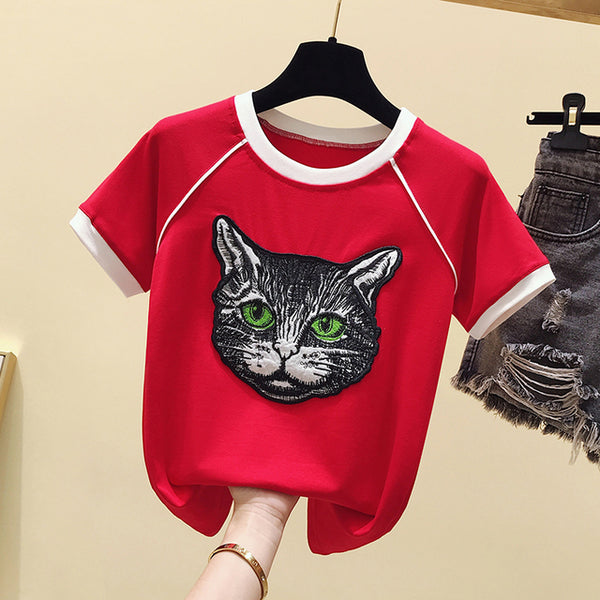 Load image into Gallery viewer, Cat Face Mini T-Shirt
