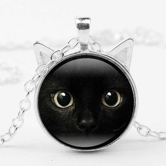 Black Cat Face Necklace